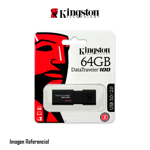 MEMORIA USB KINGSTON DATATRAVELER 100 G3, 64GB, USB 3.0 - P/N: DT100G3/64GB