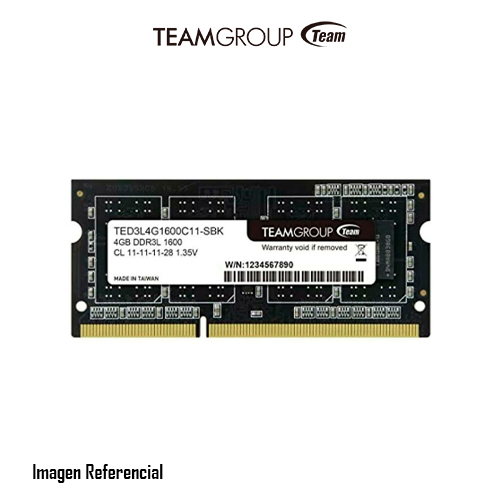 MEMORIA RAM SODIMM TEAM GROUP ELITE 4GB DDR3 1600MHZ, CL-11, 1.35V - P/N: TED3L4G1600C11-SBK