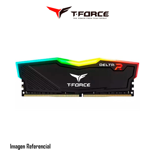 MEMORIA RAM TEAMGROUP T-FORCE DELTA, RGB, 16GB DDR4 UDIMM 3200MHZ, CL16-18, 1.35V, NEGRO - P/N: TF3D416G3200HC16F01