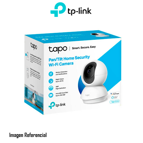 CAMARA TP-LINK TAPO C210 V2.2, 2K 3MP, PANORAMICA 360°, VISION NOCTURNA, AUDIO BIDIRECCIONAL, HASTA 512GB - P/N: TAPO C210