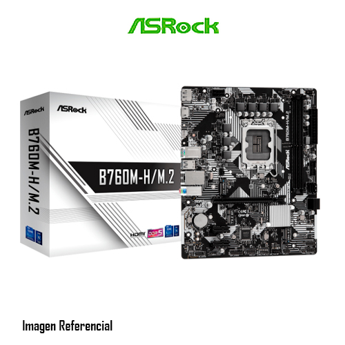 PLACA MADRE ASROCK B760M-H/M.2, LGA1700, SLOT 2 X DDR5, 1 X M.2, HDMI/DP, MICRO-ATX - P/N: 90-MX-BM40-A0UAYZ