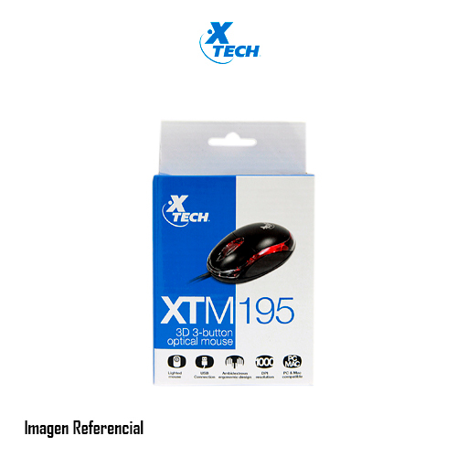 MOUSE XTECH XTM-195 OPTICO USB 3 BOTONES 1000DPI  P/N: XTM-195