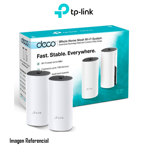 ACCESS POINT TP-LINK DECO E4-2 PACK V2 AC1200 DUAL BAND 2.4/300 - 5/867 MBPS, 2 RJ45 10/100 MBPS  HASTA 260M² P/N: 1750502508