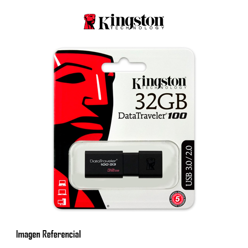 MEMORIA USB KINGSTON DATATRAVELER 100 G3, 32GB, USB 3.0 - P/N: DT100G3/32GB