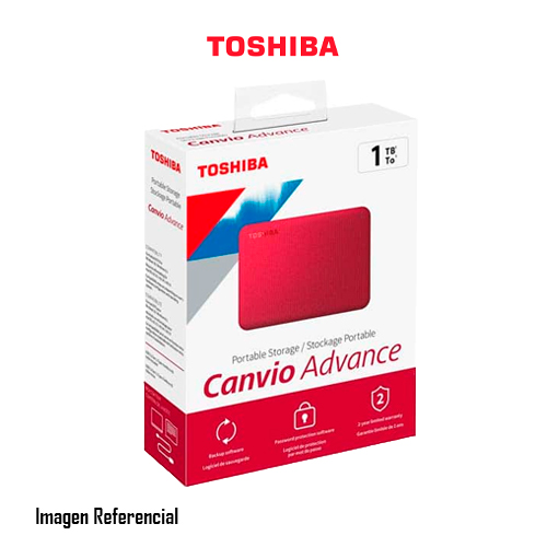 DISCO DURO EXTERNO TOSHIBA CANVIO ADVANCE, 1TB, USB 3.0, ROJO - P/N: HDTCA10XR3AA