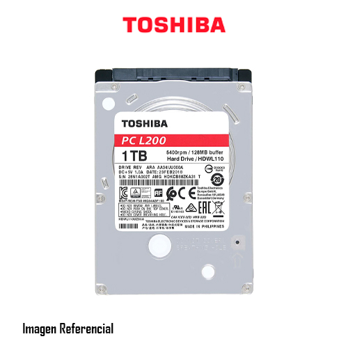 DISCO DURO INTERNO TOSHIBA 1TB L200, 2.5", SATA 6 GBPS, 5400RPM, PARA NOTEBOOK - P/N: HDWL110UZSVA BULK