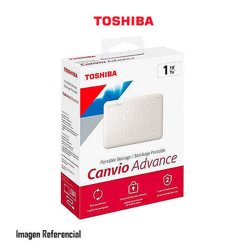 DISCO DURO EXTERNO TOSHIBA CANVIO ADVANCE, 1TB, USB 3.0, BLANCO - P/N: HDTCA10XW3AA