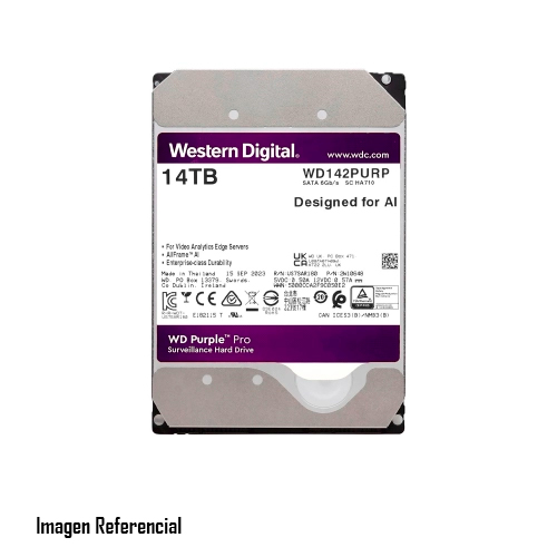 WD Purple Pro WD141PURP - Disco duro - 14 TB - interno - 3.5" - SATA 6Gb/s - 7200 rpm - búfer: 512 MB