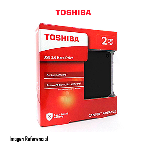 DISCO DURO EXTERNO TOSHIBA 2TB CANVIO ADVANCE, USB 3.0, 2.5", NEGRO - P/N: HDTC920XK3AA
