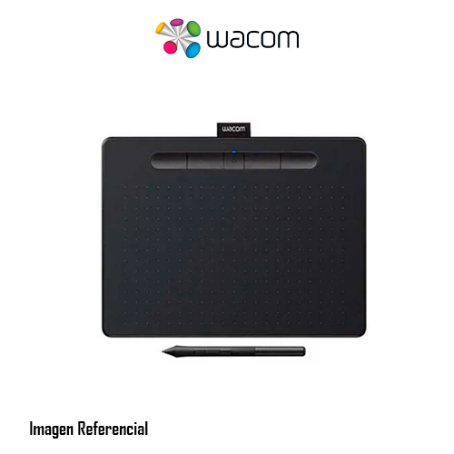 Wacom Intuos Tableta de lápiz creativa Medium - Digitalizador - 21.6 x 13.5 cm - electromagnético - 4 botones - inalámbrico, cableado - USB, Bluetooth - negro