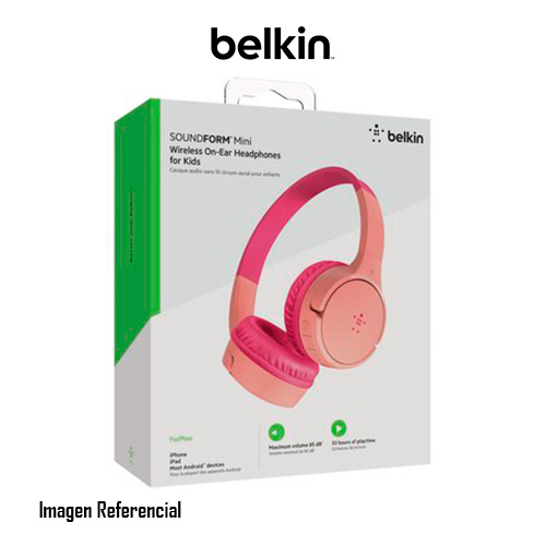 Belkin SoundForm Mini - Auriculares con diadema con micro - en oreja - Bluetooth - inalámbrico - conector de 3,5 mm - rosa