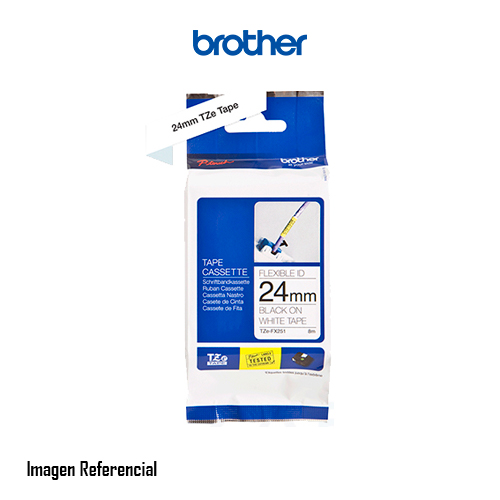 CINTA BROTHER TZE-FX251 1" (24MM) NEGRO SOBRE BLANCO INDUSTRIAL TAPE - P/N: TZEFX251