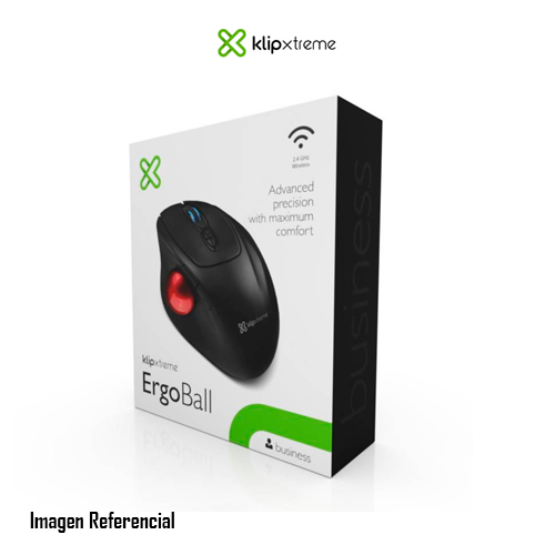 Klip Xtreme - Mouse - 2.4 GHz - Wireless - Black - Trackball