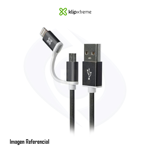 Klip Xtreme - USB cable - Apple Lightning / Micro-USB Type B - 4 pin USB Type A - 1 m - Black - 2in1 Braided