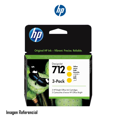 HP 712 - Paquete de 3 - 29 ml - amarillo - original - DesignJet - cartucho de tinta - para DesignJet Studio, T210, T230, T250, T630, T650