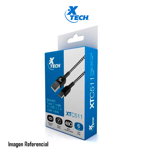 Xtech - USB cable - 4 pin USB Type A - 24 pin USB-C - 1.8 m - Black & white - Braided-XTC-511
