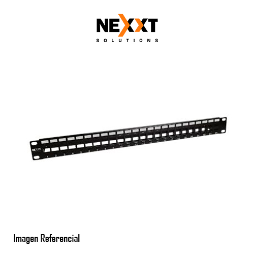 Nexxt - Tablero de conexiones - instalable en bastidor - negro, RAL 9005 - 1U - 19" - 24 puertos