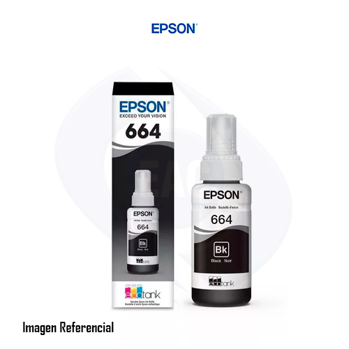 Epson T664 - 70 ml - negro - recarga de tinta - para Epson L110, L200, L310, L380, L395, L495, L575, L606, L655, L656, L1300, L1455 
