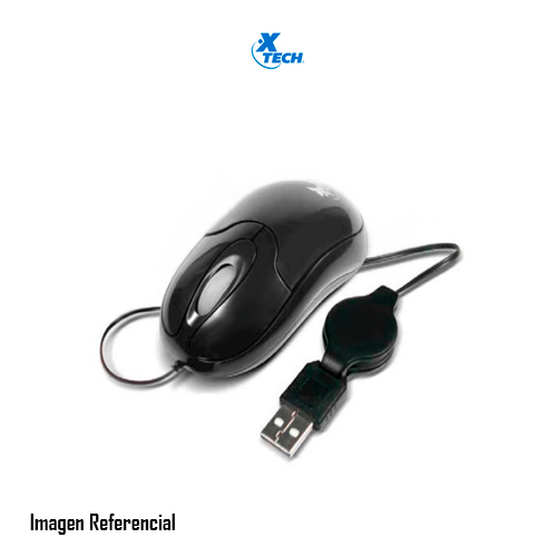 Xtech XTM-150  - Ratón - Cableado - USB - Negro - Optico - Cable Retráctil