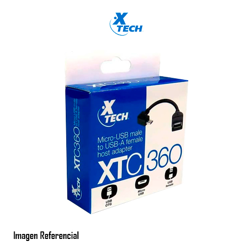 Xtech XTC360 - Adaptador para cable de datos - USB hembra a Micro-USB tipo B macho - 13.5 cm - conector en ángulo