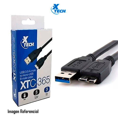 Xtech -   XTC-365 - Data cable - USB  to  Micro USB 3.0 - 91 cm - Black - 3ft for hard drives 