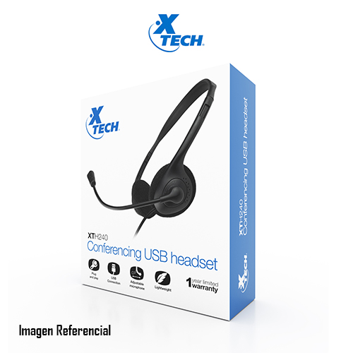 Xtech XTH-240 - Auricular - en oreja - cableado - USB - negro
