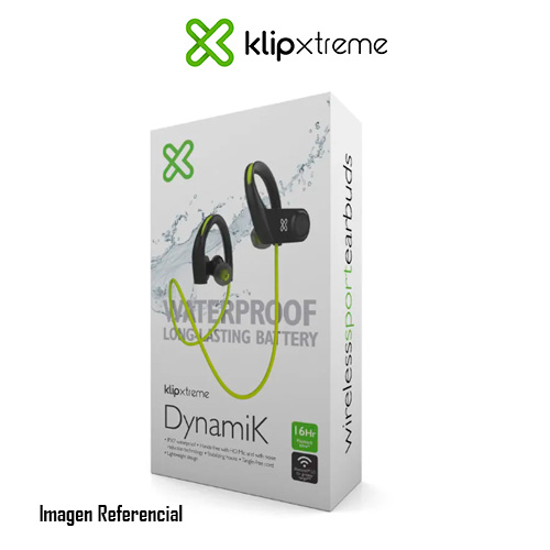 Klip Xtreme - KSM-150GN - Earphones - Para Home audio / Para Portable electronics - Wireless - 12hrs - IPX4 - MIC