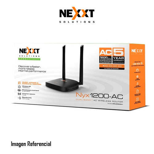  Nexxt Nyx 1200-AC - Enrutador inalámbrico- Inalámbrico - 802.11a / b / g / n / ac -Desktop - 1200Mbps - 1WAN, 2LAN 10/100Mbps
