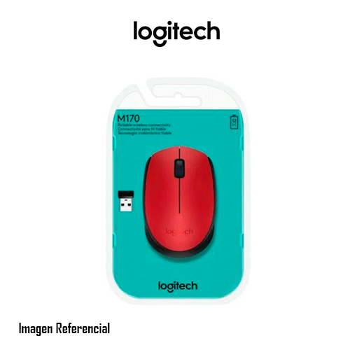 Logitech M170 - Ratón - diestro y zurdo - inalámbrico - 2.4 GHz - receptor inalámbrico USB - rojo