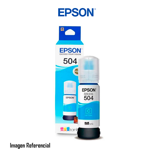 Botella de tinta EPSON T504220-AL color Cyan contenido 70ml.