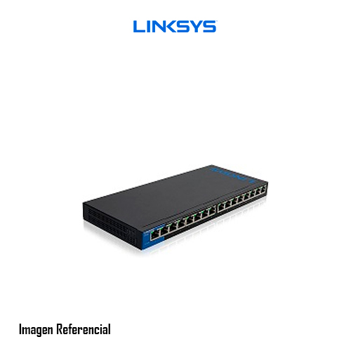 Linksys Business LGS116 - Switch - unmanaged - 16 x 10/100/1000 - desktop  AC 100/230 V - Port Gigabit Swtich